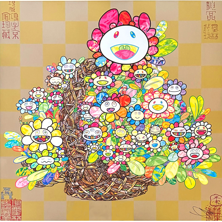 「かごにお花」